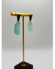 PENDIENTES ARTESANOS  DE CRISTAL MARINO