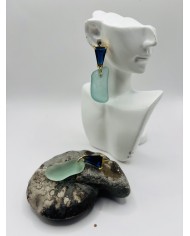 PENDIENTES ARTESANOS DE CRISTAL MARINO