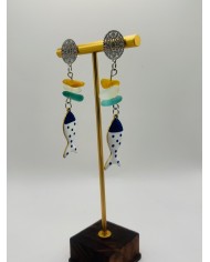 PENDIENTES ARTESANOS DE CRISTAL  MARINO