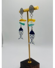 PENDIENTES ARTESANOS DE CRISTAL  MARINO