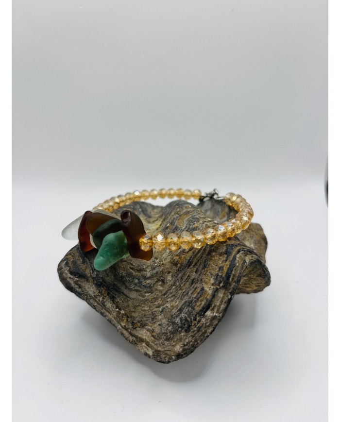 PULSERA ARTESANA DE CRISTAL MARINO