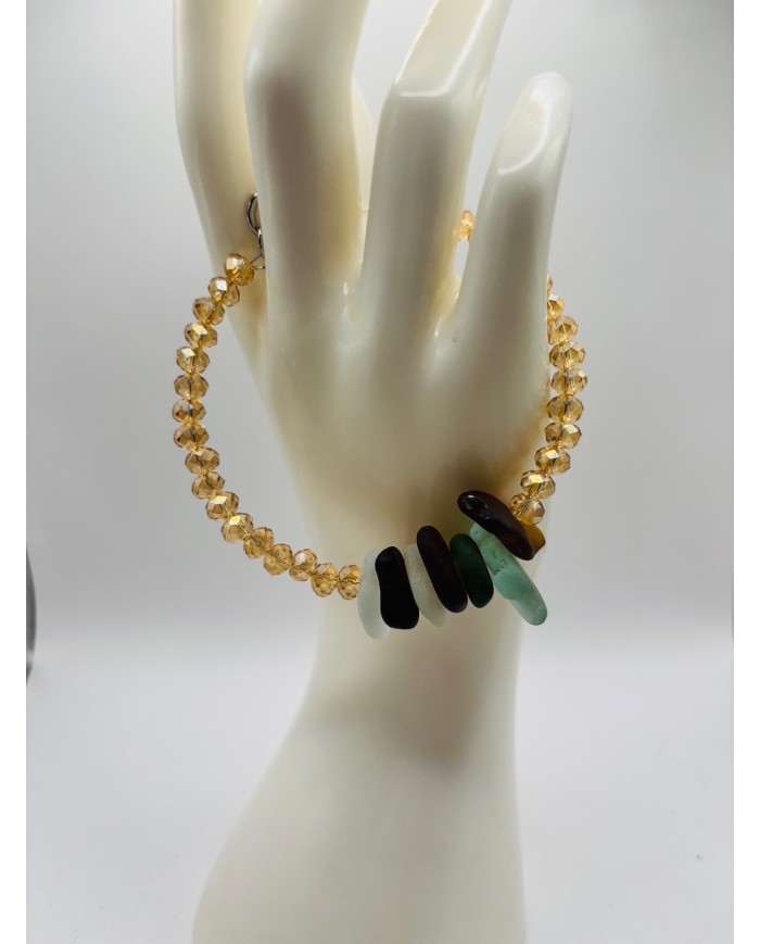 PULSERA ARTESANA DE CRISTAL MARINO