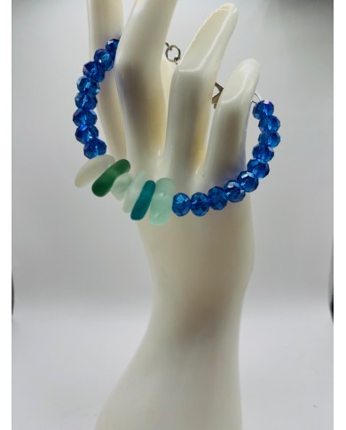 PULSERA ARTESANA DE CRISTAL MARINO