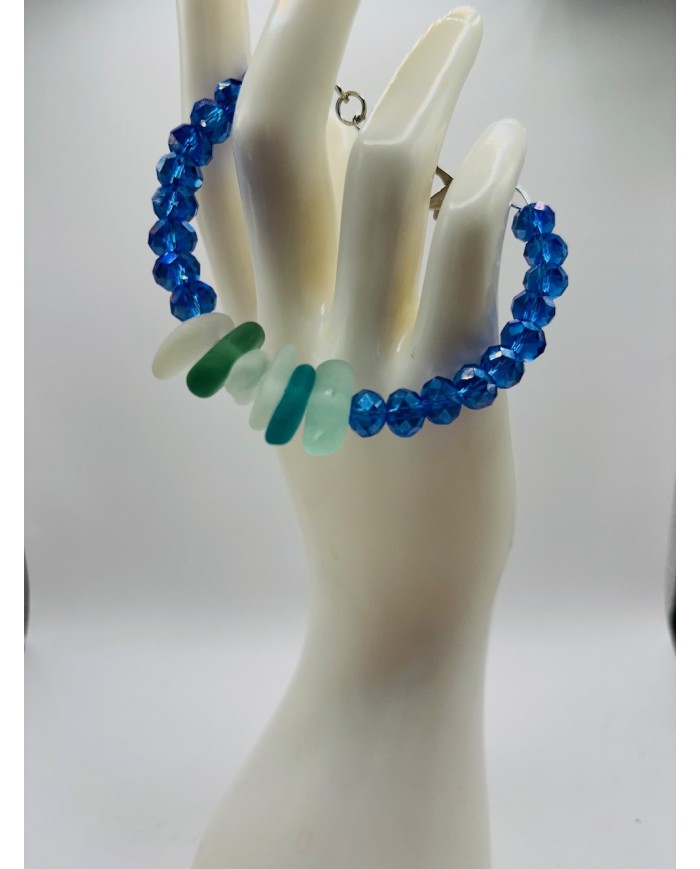 PULSERA ARTESANA DE CRISTAL MARINO