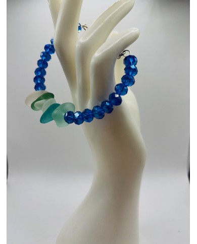 PULSERA ARTESANA DE CRISTAL MARINO