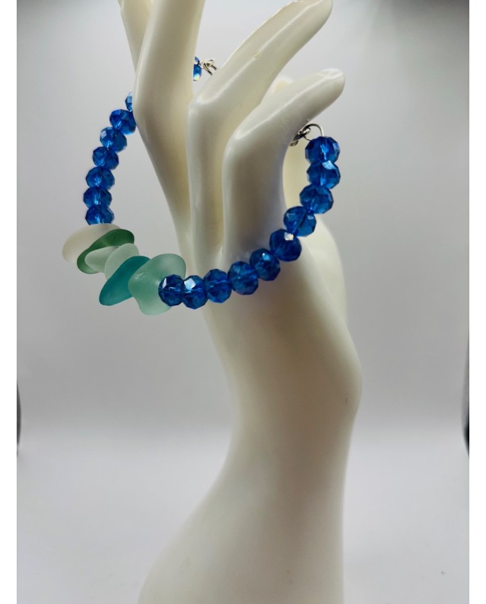 PULSERA ARTESANA DE CRISTAL MARINO