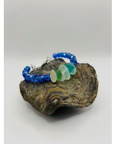 PULSERA ARTESANA DE CRISTAL MARINO