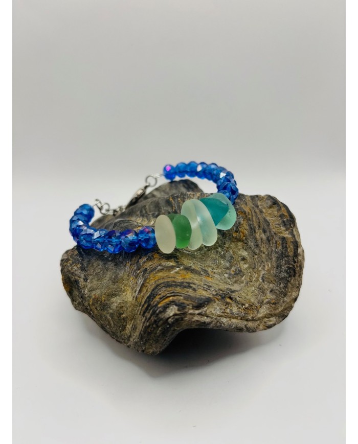 PULSERA ARTESANA DE CRISTAL MARINO
