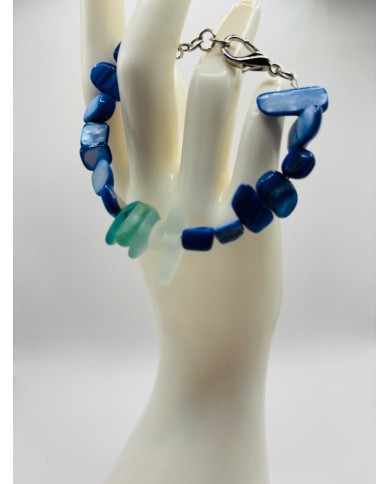 PULSERA ARTESANA DE CRISTAL MARINO