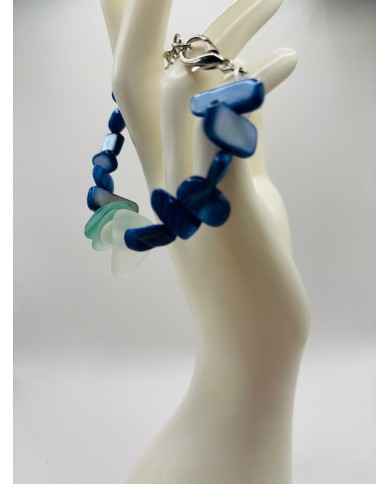 PULSERA ARTESANA DE CRISTAL MARINO