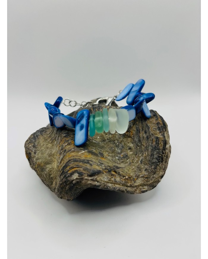 PULSERA ARTESANA DE CRISTAL MARINO