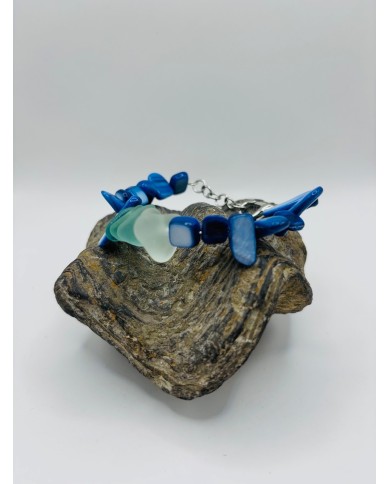 PULSERA ARTESANA DE CRISTAL MARINO