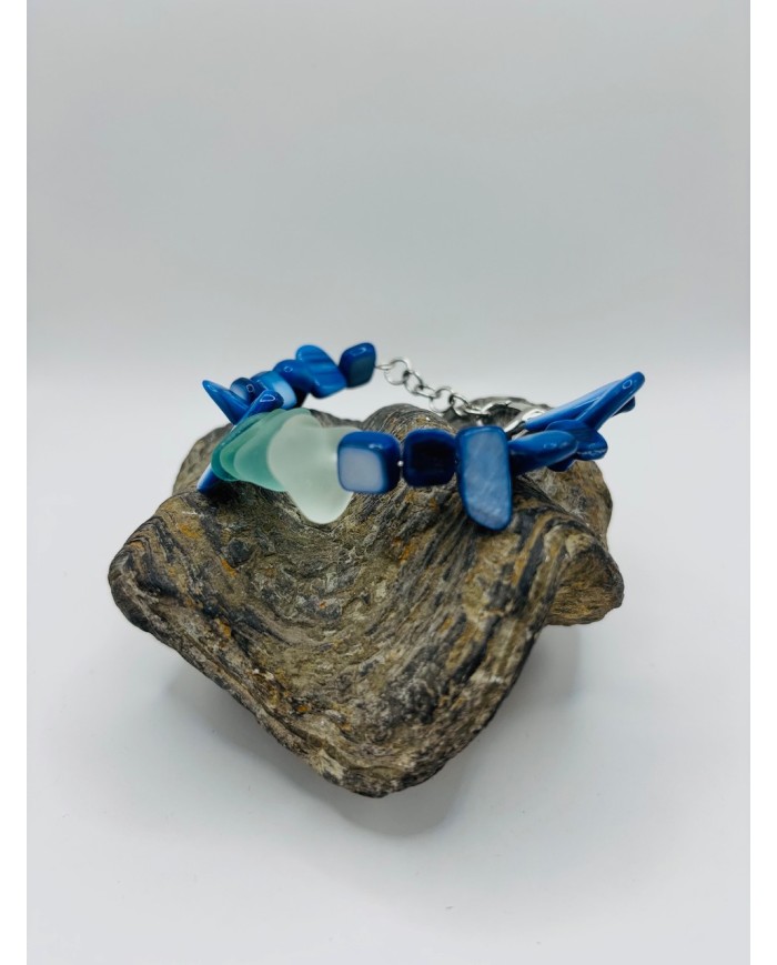 PULSERA ARTESANA DE CRISTAL MARINO