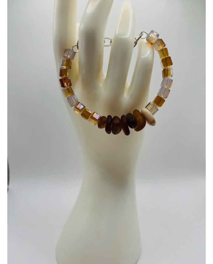PULSERA ARTESANA DE CRISTAL MARINO