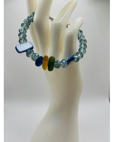 PULSERA ARTESANA DE   CRISTAL MARINO