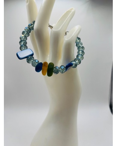 PULSERA ARTESANA DE   CRISTAL MARINO