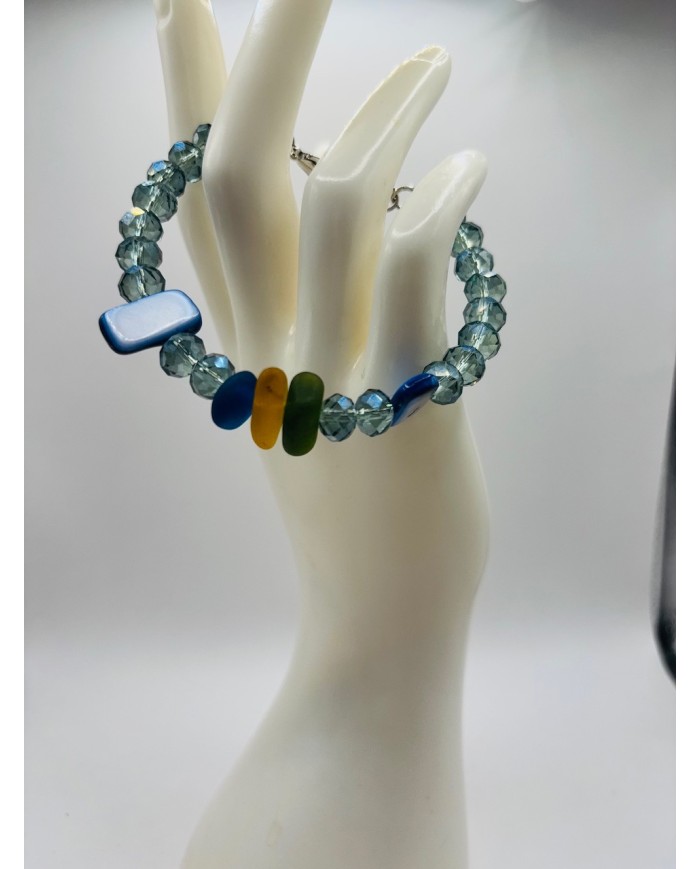 PULSERA ARTESANA DE   CRISTAL MARINO