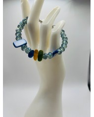 PULSERA ARTESANA DE   CRISTAL MARINO
