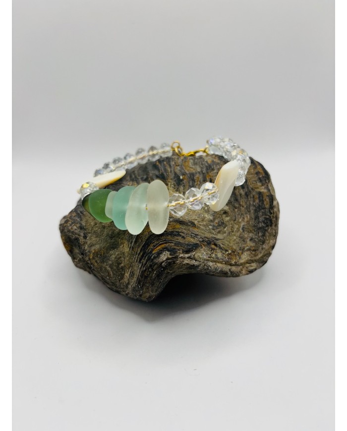 PULSERA ARTESANA DE CRISTAL MARINO
