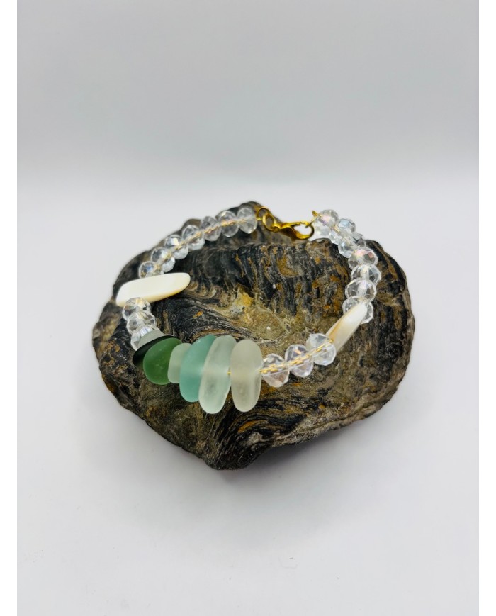 PULSERA ARTESANA DE CRISTAL MARINO