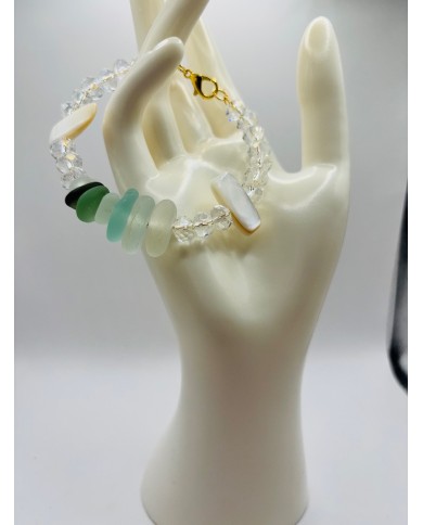 PULSERA ARTESANA DE CRISTAL MARINO