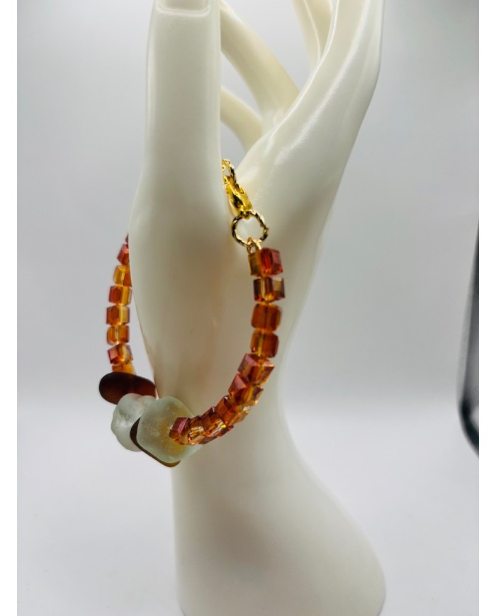 PULSERA ARTESANA DE CRISTAL MARINO