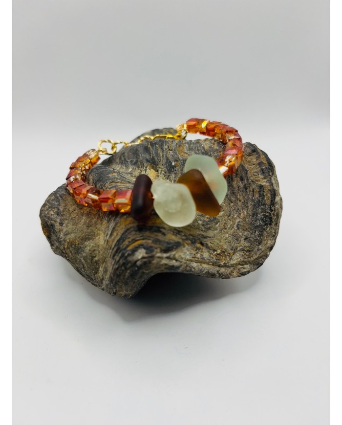 PULSERA ARTESANA DE CRISTAL MARINO