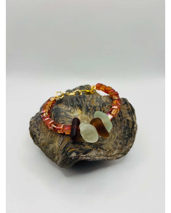 PULSERA ARTESANA DE CRISTAL MARINO