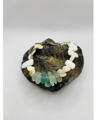 PULSERA  DE CRISTAL MARINO Y NÁCAR