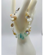 PULSERA  DE CRISTAL MARINO Y NÁCAR
