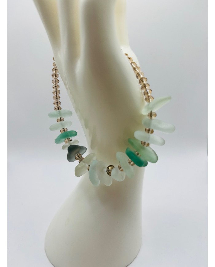PULSERA ARTESANA DE CRISTAL MARINO