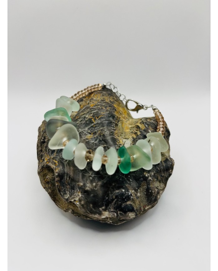 PULSERA ARTESANA DE CRISTAL MARINO