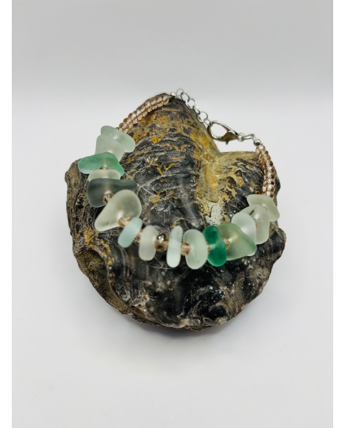 PULSERA ARTESANA DE CRISTAL MARINO