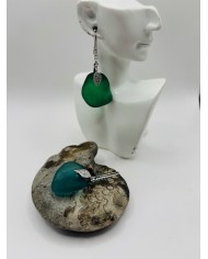 PENDIENTES ARTESANOS  DE CRISTAL MARINO