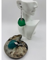 PENDIENTES ARTESANOS  DE CRISTAL MARINO