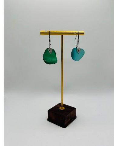 PENDIENTES ARTESANOS  DE CRISTAL MARINO