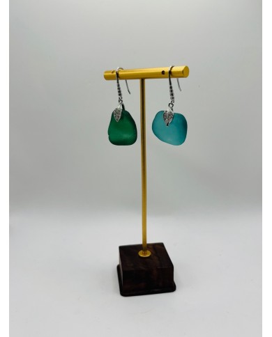 PENDIENTES ARTESANOS  DE CRISTAL MARINO