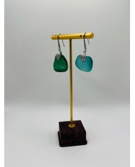 PENDIENTES ARTESANOS  DE CRISTAL MARINO