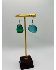 PENDIENTES ARTESANOS  DE CRISTAL MARINO