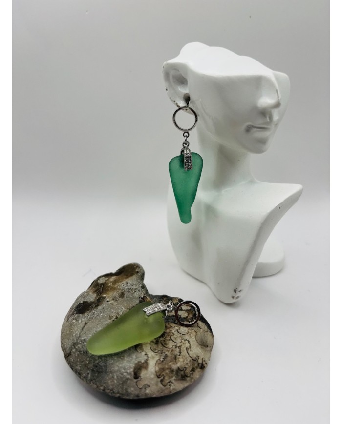 PENDIENTES ARTESANOS DE CRISTAL MARINO