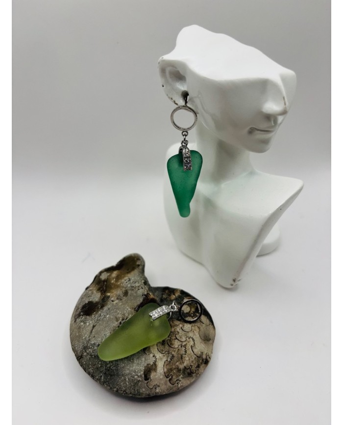 PENDIENTES ARTESANOS DE CRISTAL MARINO