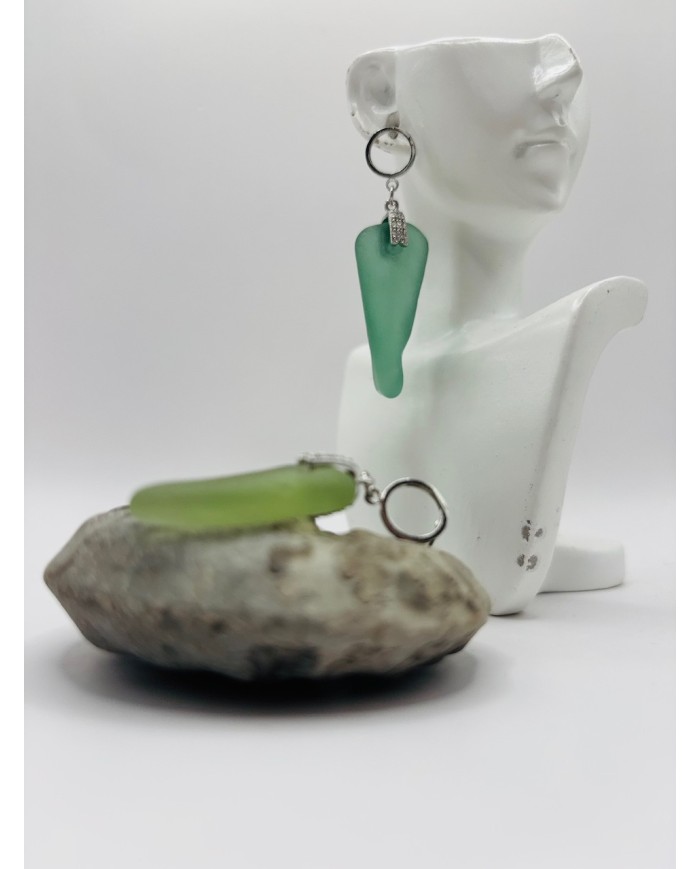 PENDIENTES ARTESANOS DE CRISTAL MARINO