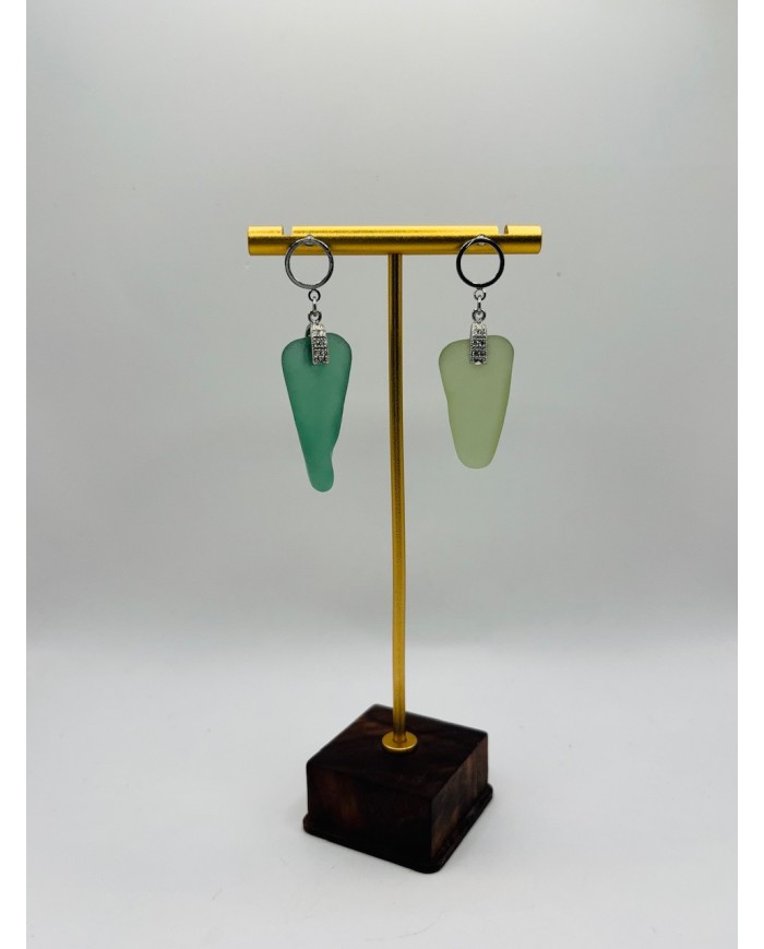 PENDIENTES ARTESANOS DE CRISTAL MARINO