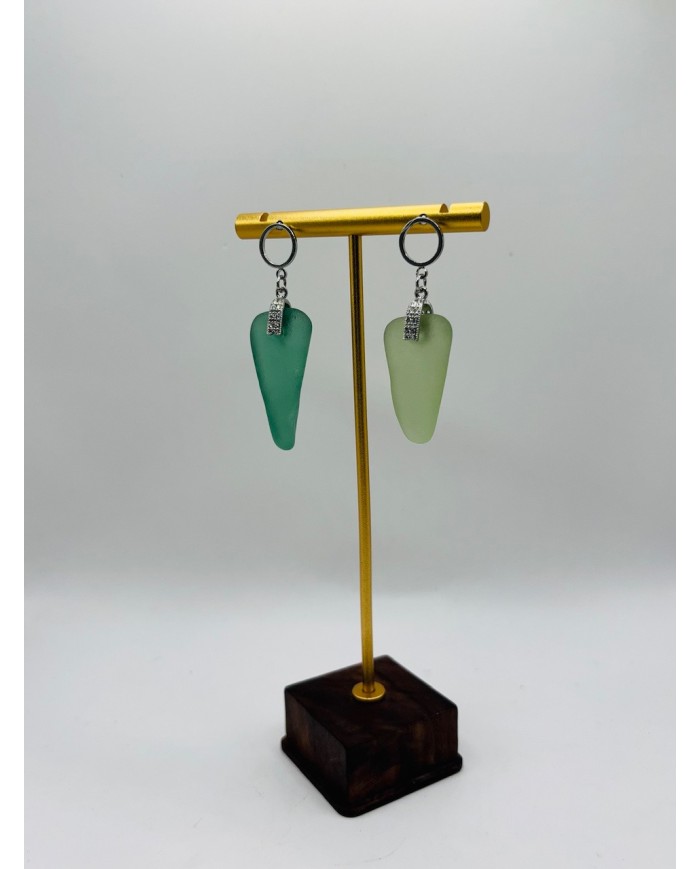 PENDIENTES ARTESANOS DE CRISTAL MARINO