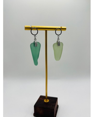 PENDIENTES ARTESANOS DE CRISTAL MARINO