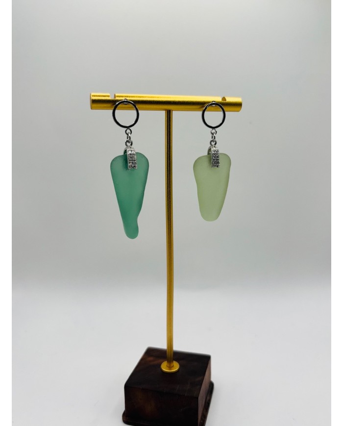 PENDIENTES ARTESANOS DE CRISTAL MARINO