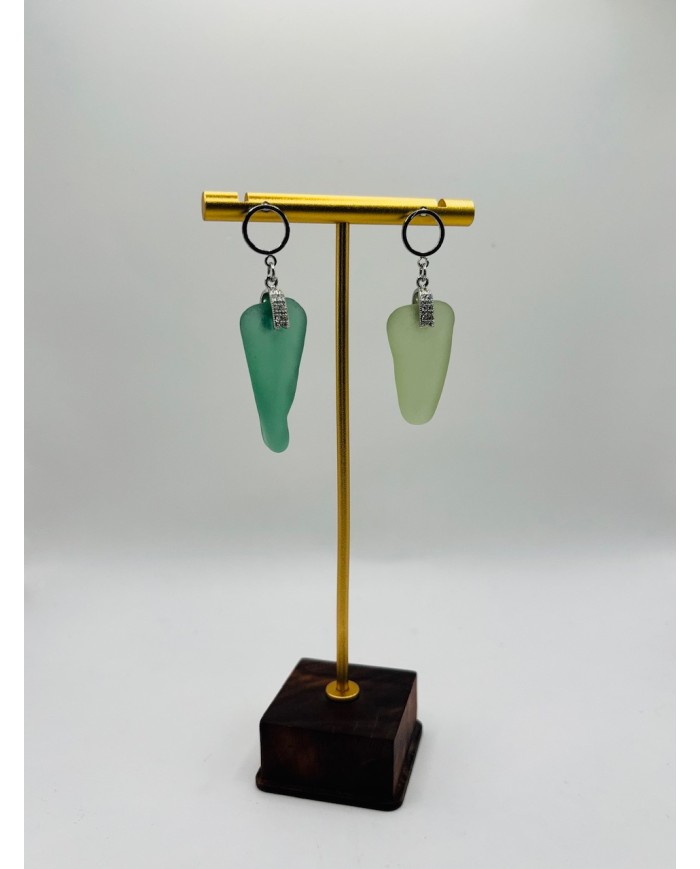 PENDIENTES ARTESANOS DE CRISTAL MARINO