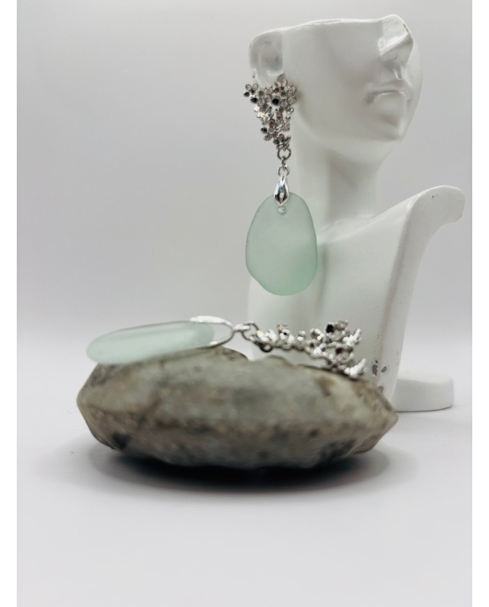 PENDIENTES ARTESANOS DE CRISTAL MARINO