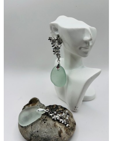 PENDIENTES ARTESANOS DE CRISTAL MARINO