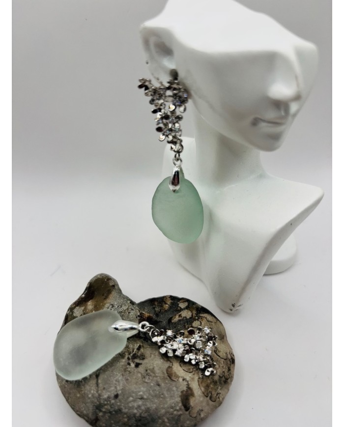 PENDIENTES ARTESANOS DE CRISTAL MARINO